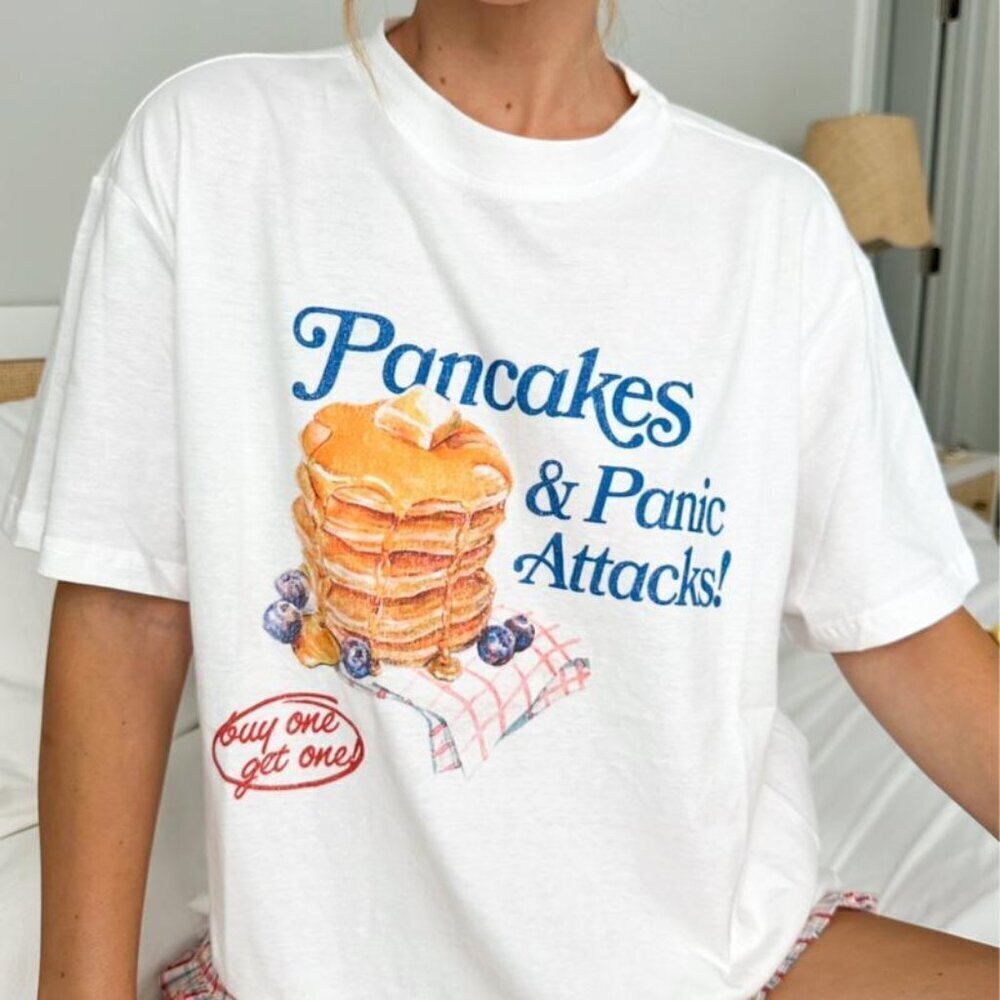 Pancakes and Panic Attacks Shirt Funny Breakfast Anxiety Tee, Sarcastic Shirt .